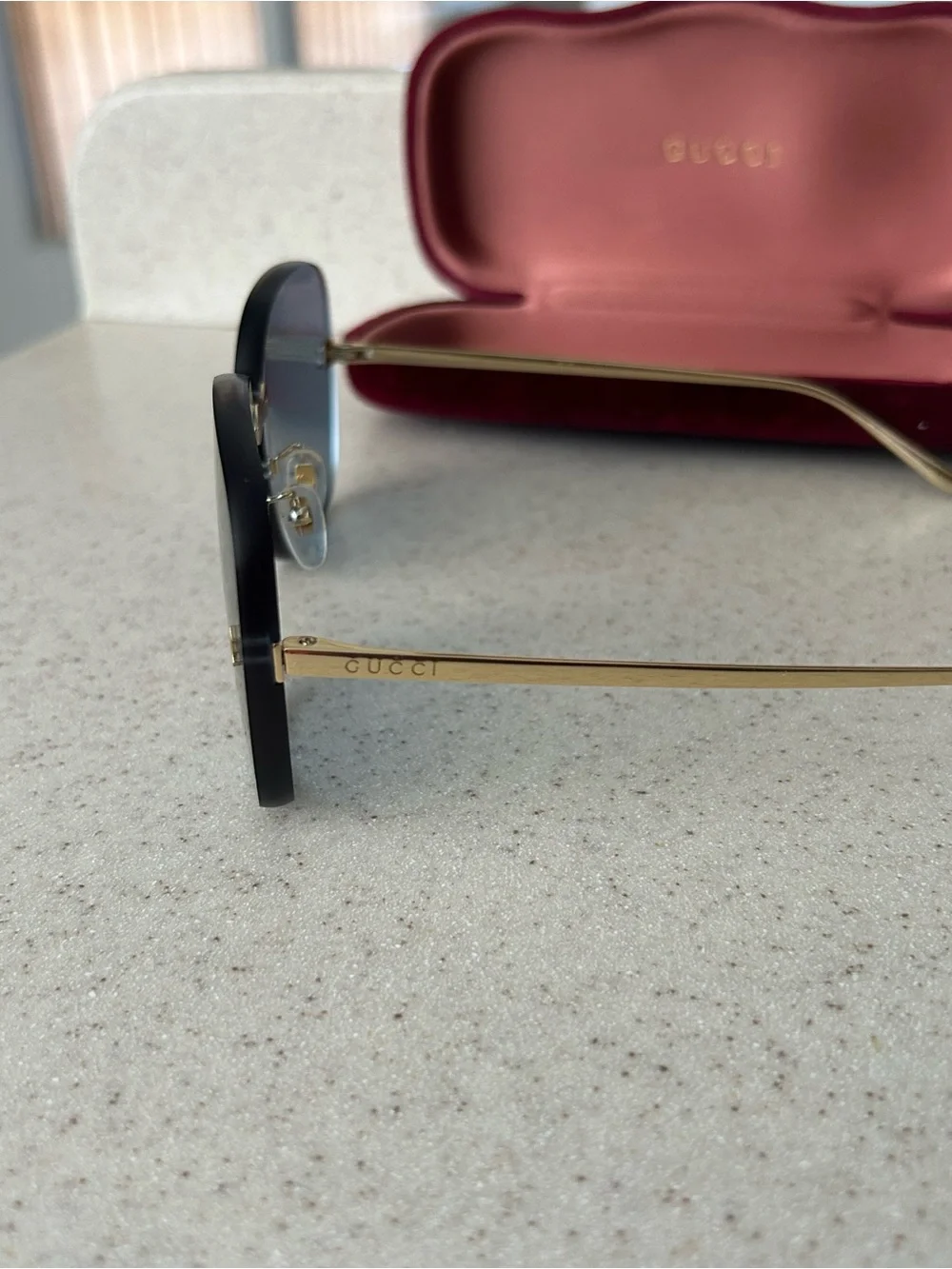 Gucci Gold-Accented Black Gradient Aviator Sunglasses